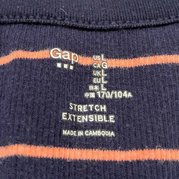 Gap Size L Navy/Pink Striped V-Neck Tank - Picture 4 of 4